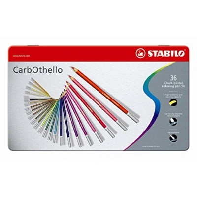 Image de Crayon de couleur Stabilo CarbOthello boîte métal 36 crayons fusain pastel aquarella