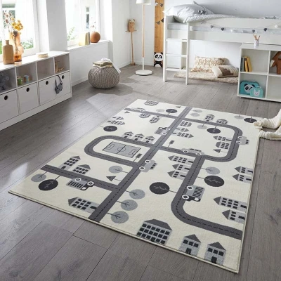 Afbeelding van Vloerkleed Kids Town 160x220cm Creme Grafisch 123vloerkleed.nl is de online webshop voor vloerkleden en woonaccessoires.