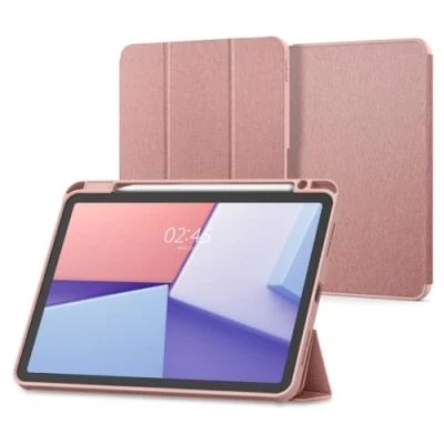 Afbeelding van Spigen Urban Fit Hoesje Geschikt voor Apple iPad Air 11 (2024) Back Cover met Pencil Houder Roze