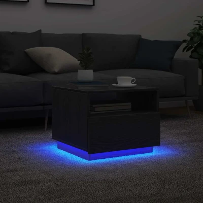 Afbeelding van vidaXL Salontafel met LED verlichting 50x49x40 cm zwart eiken