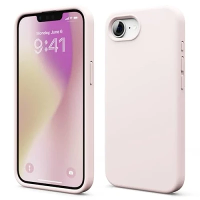 Afbeelding van elago siliconen hoes, compatibel met iPhone SE 4 2025, premium vloeibare rondom bescherming, schokbestendig, zachte krasbestendige microvezelvoering (roze