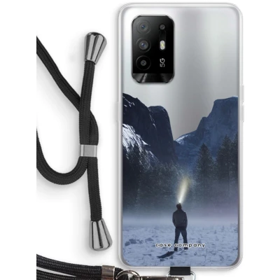 Afbeelding van Case Company® hoesje met Koord geschikt voor Oppo A94 5G Wanderlust Telefoonhoesje Zwart Bescherming aan alle Kanten en Over de Schermrand