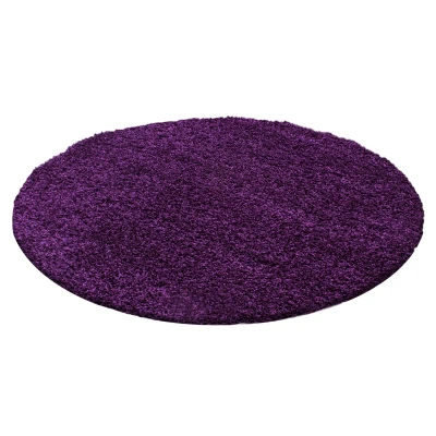 Afbeelding van Basic Shaggy vloerkleed Paars Hoogpolig 120 cm rond