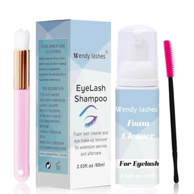 Afbeelding van Lash shampoo voor wimperextensions, wimperreiniger, wimper, zacht schuim het verwijderen van olie make up residuen, met zachte borstel (60 ml)