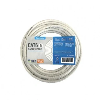 Afbeelding van Netwerkkabel Cat6 U/UTP 20 meter (Stugge kern, 100% koper)