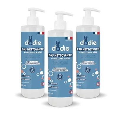 Afbeelding van Dodie 3 in 1 reinigingswater (3 x 500 ml) reinigingsmiddel voor gezicht, lichaam en zitting 98% natuurlijke ingrediënten, hypoallergeen, vanaf de geboorte