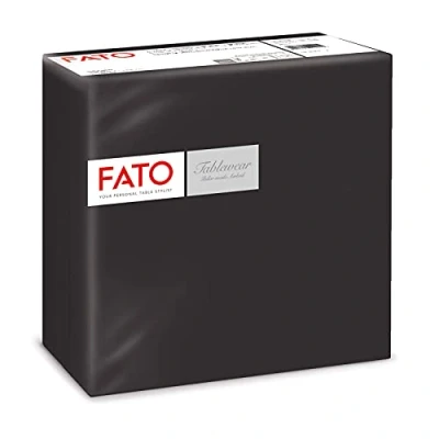 Afbeelding van Fato Droge papieren servetten, Airlaid, stofeffect, pak van 50 afmeting 40 x cm, in 4 gevouwen, kleur zwart