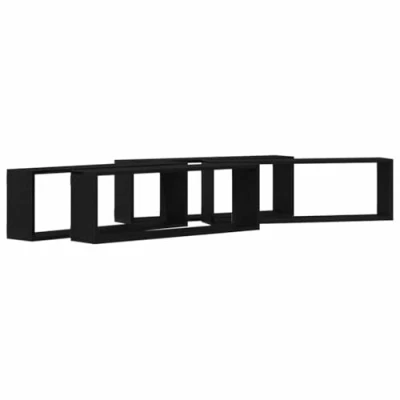 Afbeelding van vidaXL Wandplank Set van 4 Zwart eiken Geperst hout 80 x 15 26 cm