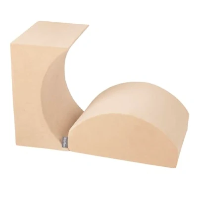 Afbeelding van KiddyMoon Zone de Jeu en Mousse Velours Chemin Obstacles pour Enfants, Élément Rampe/Meta Rouleau, Beige Sable