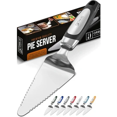 Afbeelding van ORBLUE Roestvrijstalen Taartschep met Mes &amp; Schuiver, multifunctionele taart en pie server, ergonomische taartschep, ideaal voor cheesecake, roestbestendig, elegant praktisch design