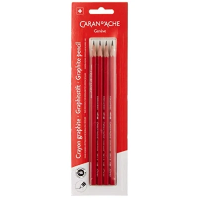 Afbeelding van Caran d&#039;Ache 0341.372, 106230 Set van 4 Edelweiss schoolpotloden rood hardheidsgraad HB blisterverpakking Afmetingen: ca. 14 cm
