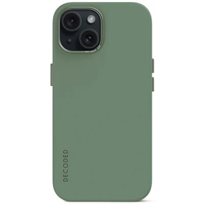 Afbeelding van DECODED Siliconen Hoesje voor iPhone 15 Plus Anti Bacterieel Geschikt MagSafe Sage Leaf Green