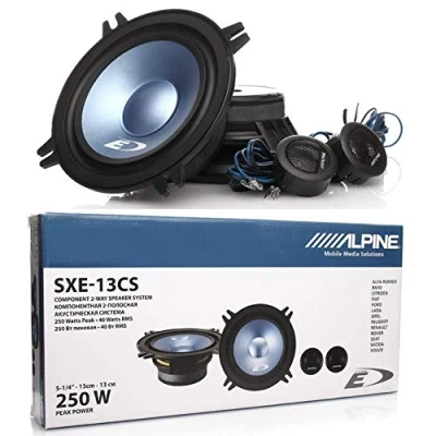 Afbeelding van 1 x 2 weg systeemset compatibel met Alpine SXE 13CS 5,25 inch 13,00 cm 130 mm diameter 40 watt rms 250 max woofers tweeters 4 ohm, het paar