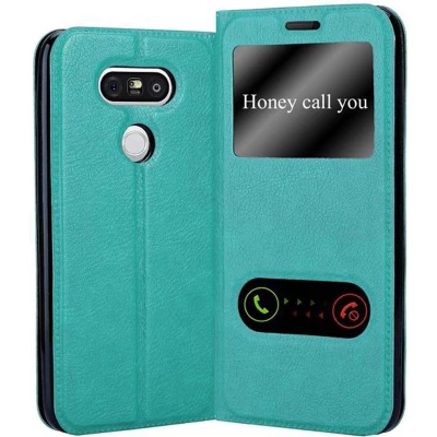 Afbeelding van Cadorabo Hoesje geschikt voor LG G5 in MUNT TURKOOIS Beschermhoes met magnetische sluiting, standfunctie en 2 kijkvensters Book Case Cover Etui
