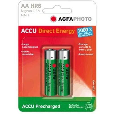 Afbeelding van Agfaphoto oplaadbare batterij NiMH, Mignon, AA, HR06, 1,2 V/2100 mAh Instant Energy, vooraf opgelade