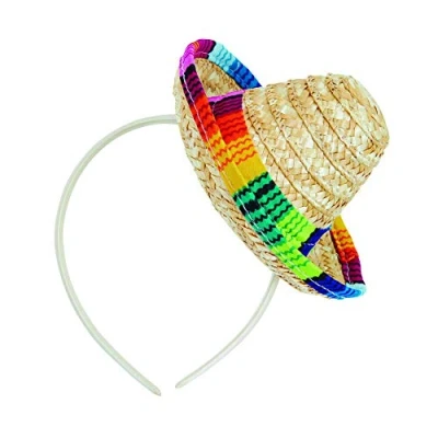 Afbeelding van Rubies Mexicaanse mini Sombrero hoedje diadeem carnaval/verkleed accessoires multi kleuren stro