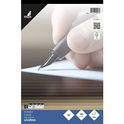 Afbeelding van Kangaro schrijfblok A4 lijn 60 grams wit K 5504