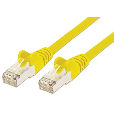 Afbeelding van PremiumCord CAT6a ethernet, LAN en patchkabel, 10 Gbit/s, S/FTP PIMF afscherming, AWG 26/7, 100% Cu, snel flexibel robuust, geel, 5 m