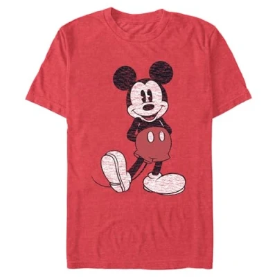 Afbeelding van Disney Mickey Mouse T shirt voor heren in antieke look, Rood Htr