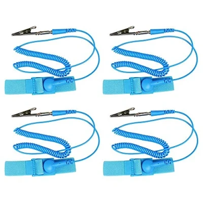 Afbeelding van GTIWUNG Set van 4 antistatische polsbandjes, ESD ontladingsband, anti statische ontladingsarmband, aardingspolsband, aardstekker en alligatorklem inbegrepen (blauw)
