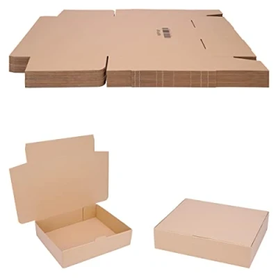 Afbeelding van verpacking 50 stuks vouwdozen 360 x 295 85 mm bruin (buitenmaat 365 300 95 mm) WP M verzenddoos DHL Hermes DPD GLS