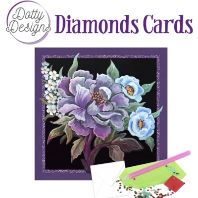 Afbeelding van Dotty Designs Diamond Cards Purple Peonie