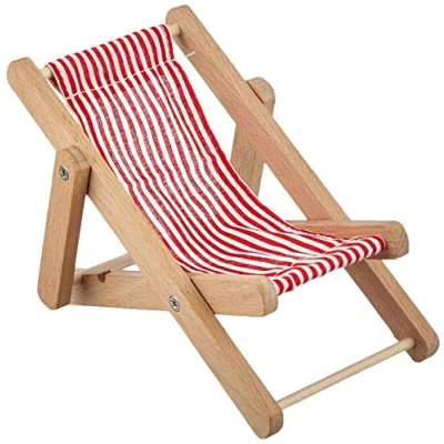 Afbeelding van Goki Houten poppen ligstoel rood wit
