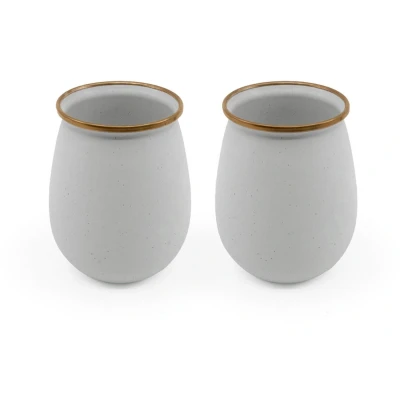Afbeelding van Barebones Emaille Drinkbeker Egg Shell 2 pack Wit Glazen &amp; Bekers