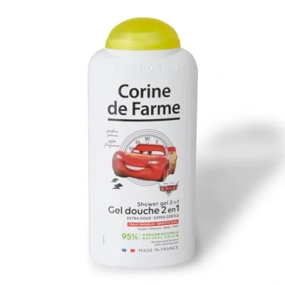 Image de Corine de Farme Gel Douche Extra Doux Cars Disney Lavant 2 En 1 Corps et Cheveux pour Enfant Formule Peau Sensible, Clean Beauty, ne Pique pas les Yeux Flacon Recyclable 300ml