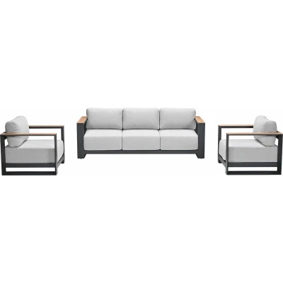 Afbeelding van Garden Impressions Malakka loungeset 3 delig carbon black/valley sand/light teaklook