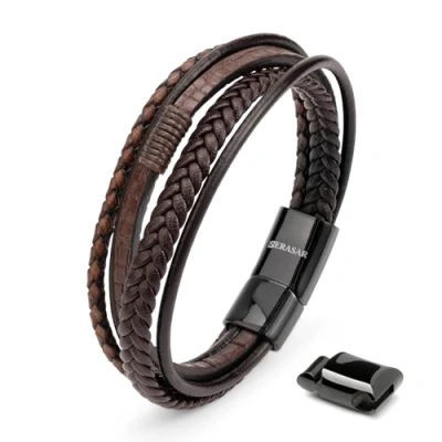 Afbeelding van SERASAR Leren Herenarmband [Wild] Bruin 17cm Premium Tienersieraden