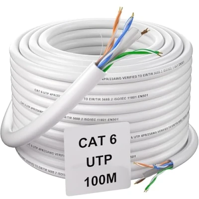 Afbeelding van Ethernet kabel, 100 m, voor buiten, RJ45 Cat 6 internetkabel, UTP, installatie, netwerkkabel, 23 AWG, waterdicht, hoge snelheid, vezel, LAN Gigabit extra lang, patchkabel,