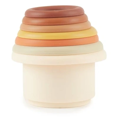 Afbeelding van Bieco stapelbare siliconen bekers voor baby&#039;s vanaf 1 jaar, beker baby&#039;s, BPA vrij, toren stapelbaar speelgoed babymeisjes