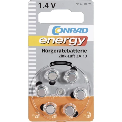Afbeelding van Conrad energy Knoopcel ZA13 1.4 V 6 stuk(s) 280 mAh Zink lucht