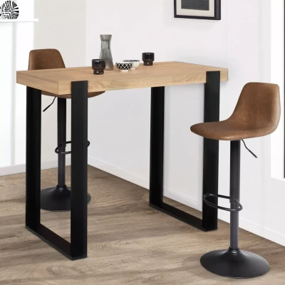 Image de Table haute de bar PHOENIX bois et noir 113 cm