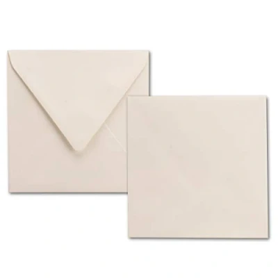Afbeelding van 100 x vierkante enveloppen in natuurlijk wit (crème) g/m² 15 cm ideaal voor wenskaarten en uitnodigingskaarten nieuw papier