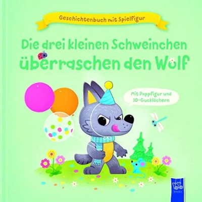 Afbeelding van Geschichtenbuch mit Spielfigur Die drei kleinen Schweinchen überraschen den Wolf