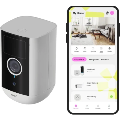 Afbeelding van omajin Draadloos Batterij camera Beveiligingscamera Bewakingscamera voor buiten Outdoor 2K Nachtzicht 10m Bewegingsdetectie incl 64. GB SD kaart Wit
