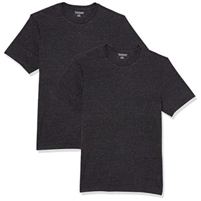 Image de Amazon Essentials Lot de 2 t shirts à manches courtes et col rond, pour homme, coupe ajustée, anthracite chiné, taille L