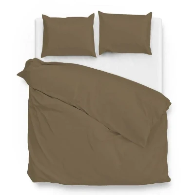 Afbeelding van Dekbedovertrek Satinado Real Lits jumeaux XL (260x200/220 cm) Katoen satijn Effen Taupe Zo!Home Ga naar Dekbed Discounter.nl