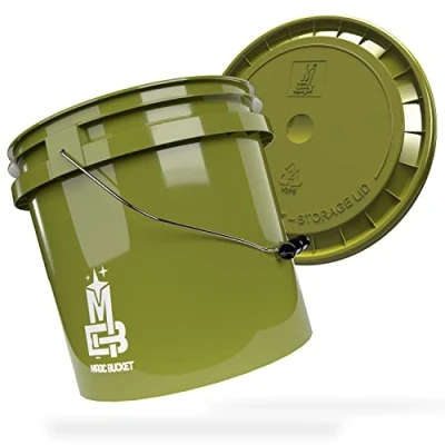 Afbeelding van MAGIC BUCKET Kaki handwasemmerset met bijpassend emmerdeksel 13 liter ca. compatibel Grit Guard, Detail Guardz Dirt Lock, Chemical Guys