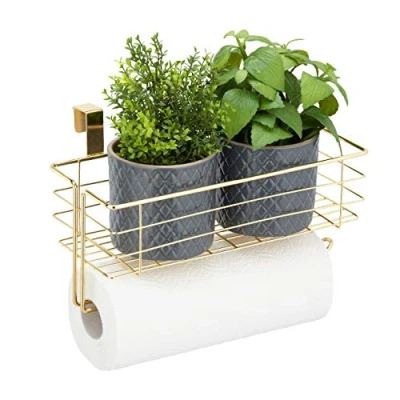 Afbeelding van Relaxdays hangmand metaal draadmand kastdeur opbergmandje kastmand organizer goud