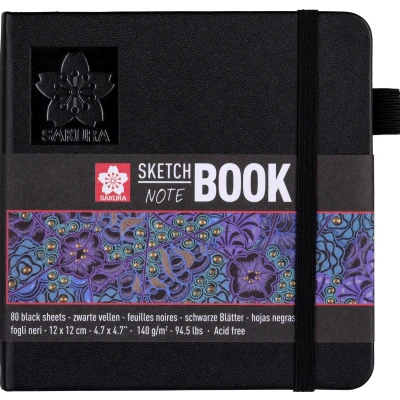 Afbeelding van Schets notitieboek Sakura 12x12cm 140gr 80vel zwart