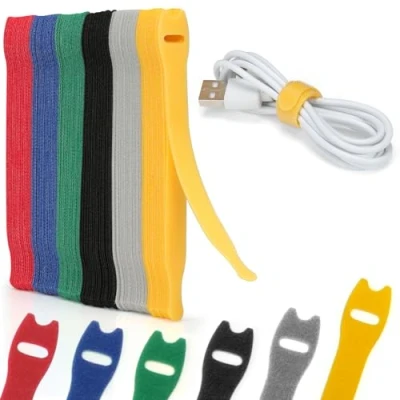 Afbeelding van Zivacate Set van 120 herbruikbare nylon kabelbinders, 150 mm x 12 mm, verstelbare kabelbinders met haak en gesp, kabelmanagement voor kantoor, huis, tuin meer, 6 gemengde kleuren