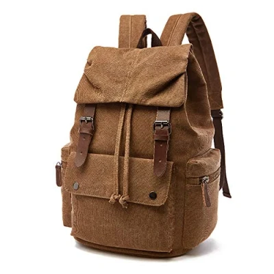 Afbeelding van Rufun Canvas rugzak, vintage, voor laptop, dagelijks gebruik, wandelen, reizen, grote capaciteit, uniseks, Koffie