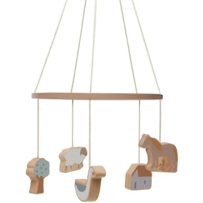 Afbeelding van Jollein Houten Baby Mobiel 20x20cm Farm Biscuit/Ivory