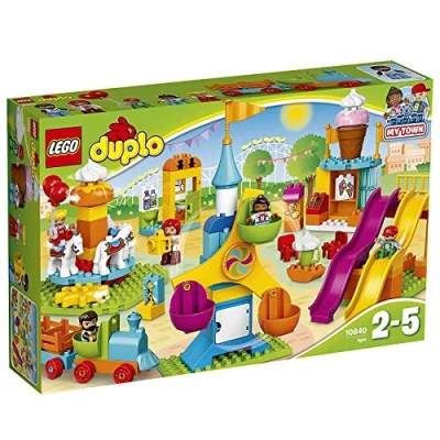 Afbeelding van LEGO 10840 DUPLO Town Grote Kermis met Poppetjes, Speelgoed Trein en Ijsjes, Constructiespeelgoed voor Kinderen vanaf 2 Jaar
