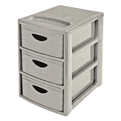 Afbeelding van M Home Opbergtoren / 3 laden kunststof/imitatie rieten lichtbeige koord 19 x 29 28 cm DIN A5 MINI EMPIRE RATTAN S3 PLS6376 15