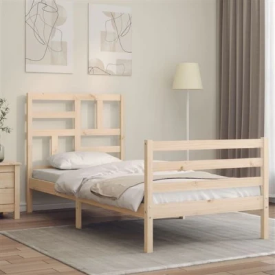 Image de vidaXL Cadre de lit avec tête 90x200 cm bois massif