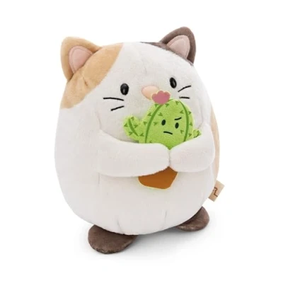 Afbeelding van Angy pluche kat, 16 cm, met beige cactus, dier, schattige knuffel om te knuffelen, spelen, voor kinderen en volwassenen, een geweldig cadeau idee